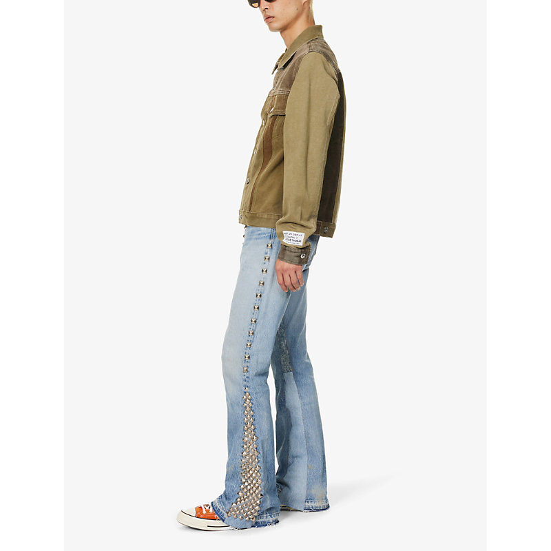 Shop Gallery Dept. Gallery Dept Men's Indigo La Flare Stud-embellished Flared-leg Regular-fit Jeans