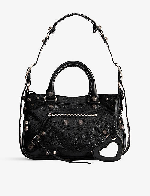 BALENCIAGA: Le Cagole medium braided-handle leather tote bag
