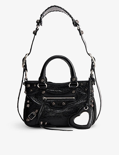 BALENCIAGA: Le Cagole small braided-handle leather tote bag