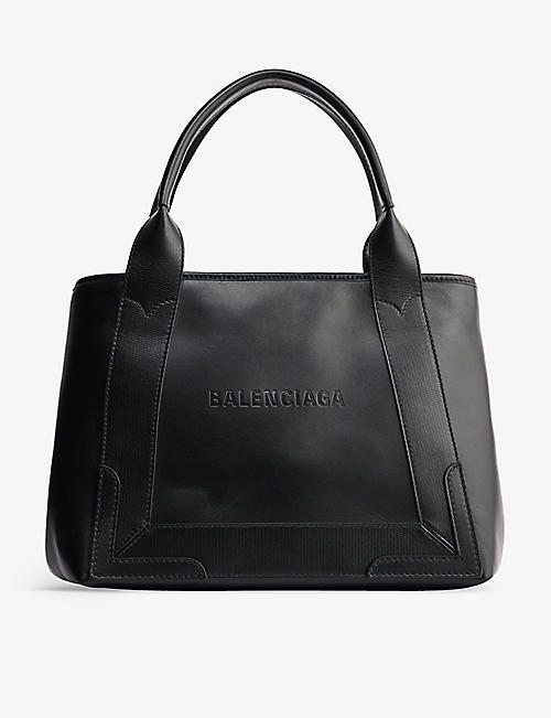 BALENCIAGA: Logo-embossed leather tote bag
