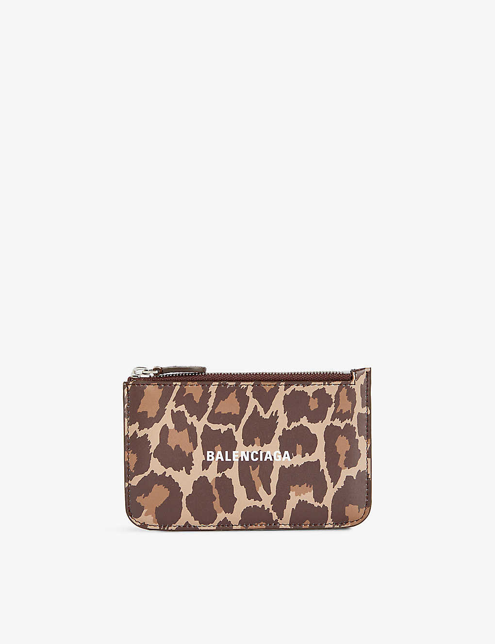 Balenciaga Leopard Print Logo-print Leather Card Holder