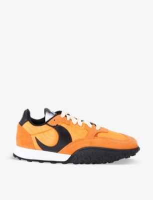 Marine Serre Moonwalk Moon-embellished Leather Trainers In Orange