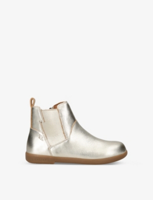 Zig And Star Kids' Rockit Brand-debossed Leather Chelsea Boots 4-7 Years In Gold