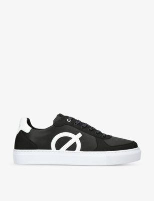 Shop Loci Men's Blk/white Classic Logo-appliqué Vegan Leather Trainers