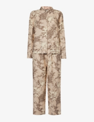 DESMOND AND DEMPSEY: Floral-print linen pyjamas