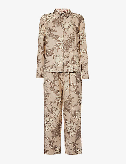 DESMOND AND DEMPSEY: Floral-print linen pyjamas