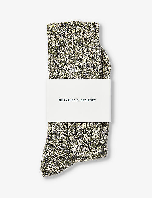 DESMOND AND DEMPSEY: Really Warm logo-embroidered calf-length stretch-knit socks