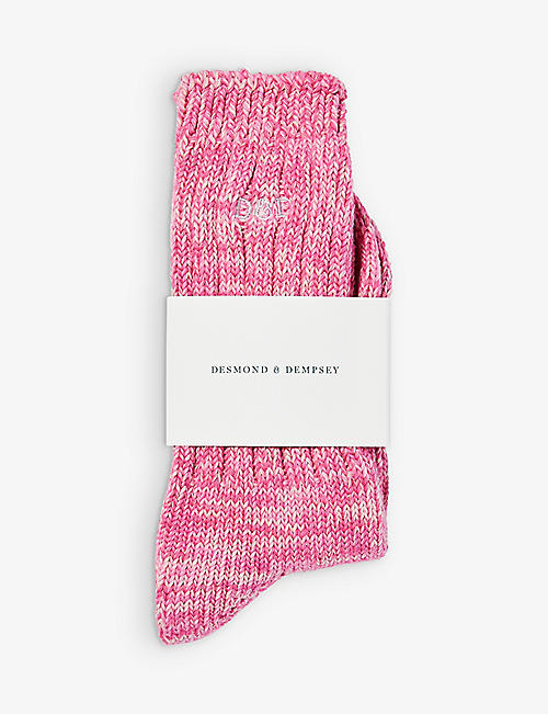 DESMOND AND DEMPSEY: Really Warm logo-embroidered calf-length stretch-knit socks
