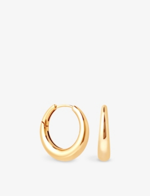 ASTRID & MIYU: Dome 18ct yellow gold-plated recycled sterling-silver hoop earrings