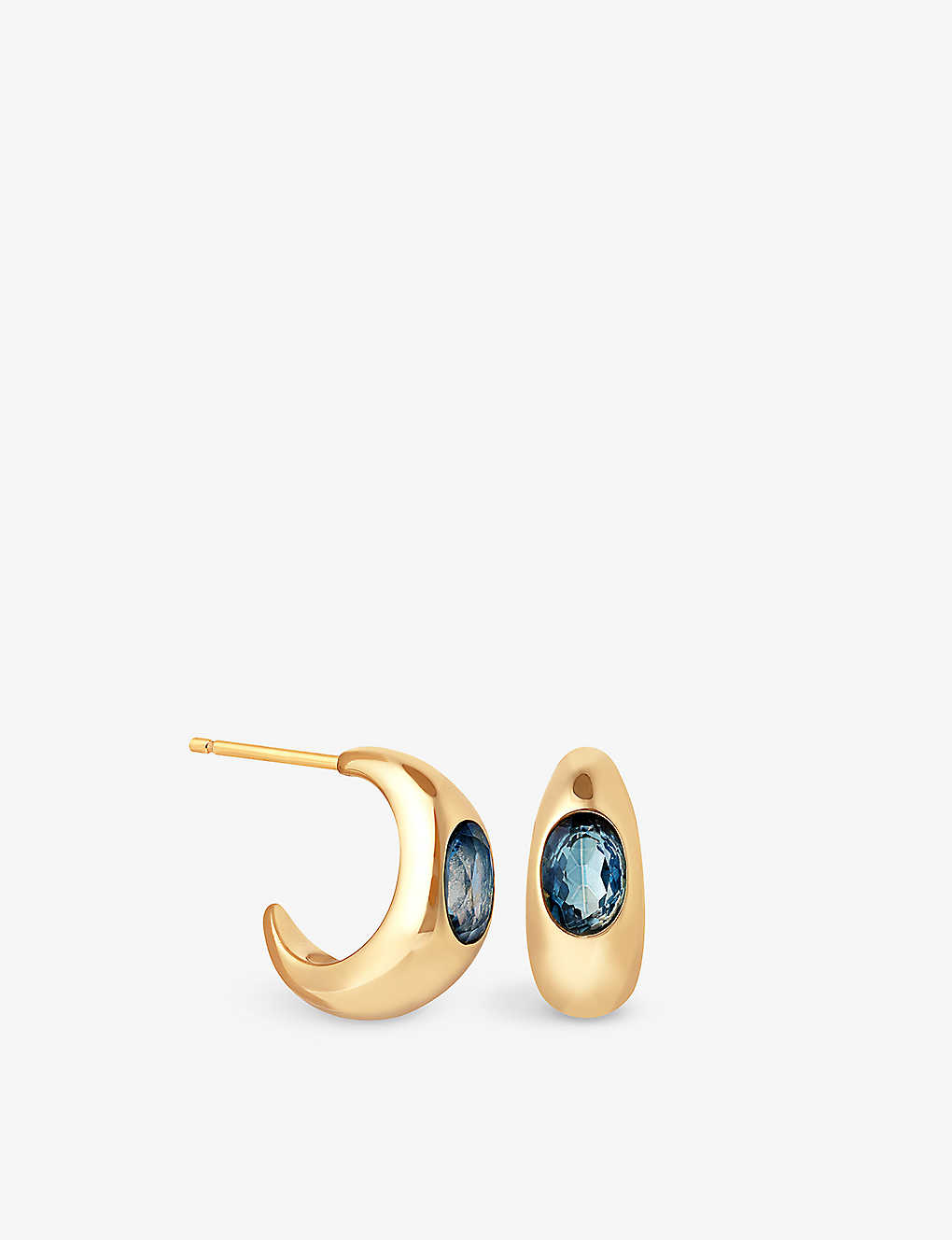 Astrid & Miyu Dome 18ct Yellow–gold-plated Recycled Sterling-silver And Topaz Hoop Earrings