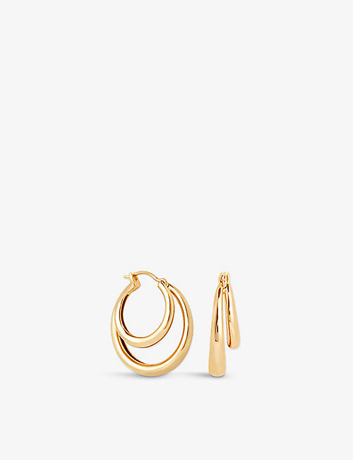 ASTRID & MIYU: Illusion 18ct yellow gold-plated recycled sterling-silver hoops