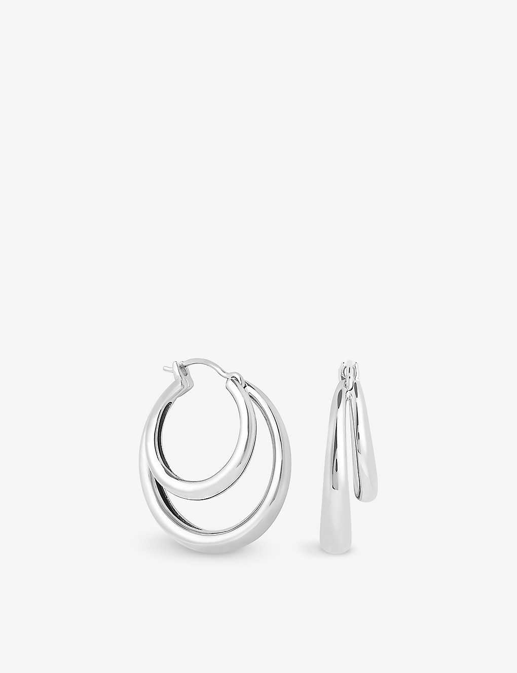 Astrid & Miyu Illusion Dome Rhodium-plated Recycled Sterling-silver Hoop Earrings