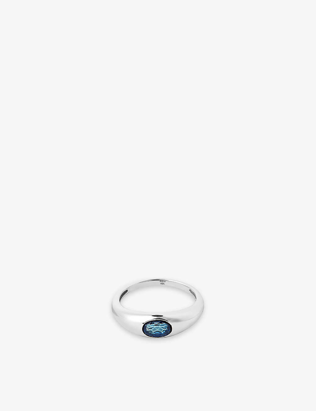 Astrid & Miyu Dome Rhodium-plated Recycled Sterling-silver And Topaz Ring