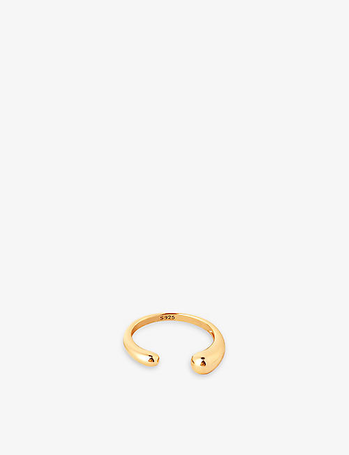 ASTRID & MIYU: Molten 18ct yellow gold-plated recycled sterling-silver open ring