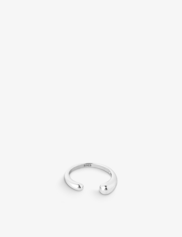 Molten rhodium-plated recycled sterling-silver open ring