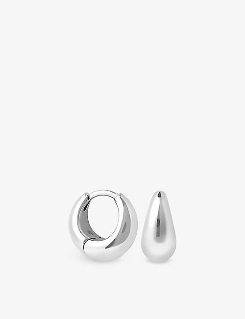 ASTRID & MIYU: Dome rhodium-plated recycled sterling-silver huggies