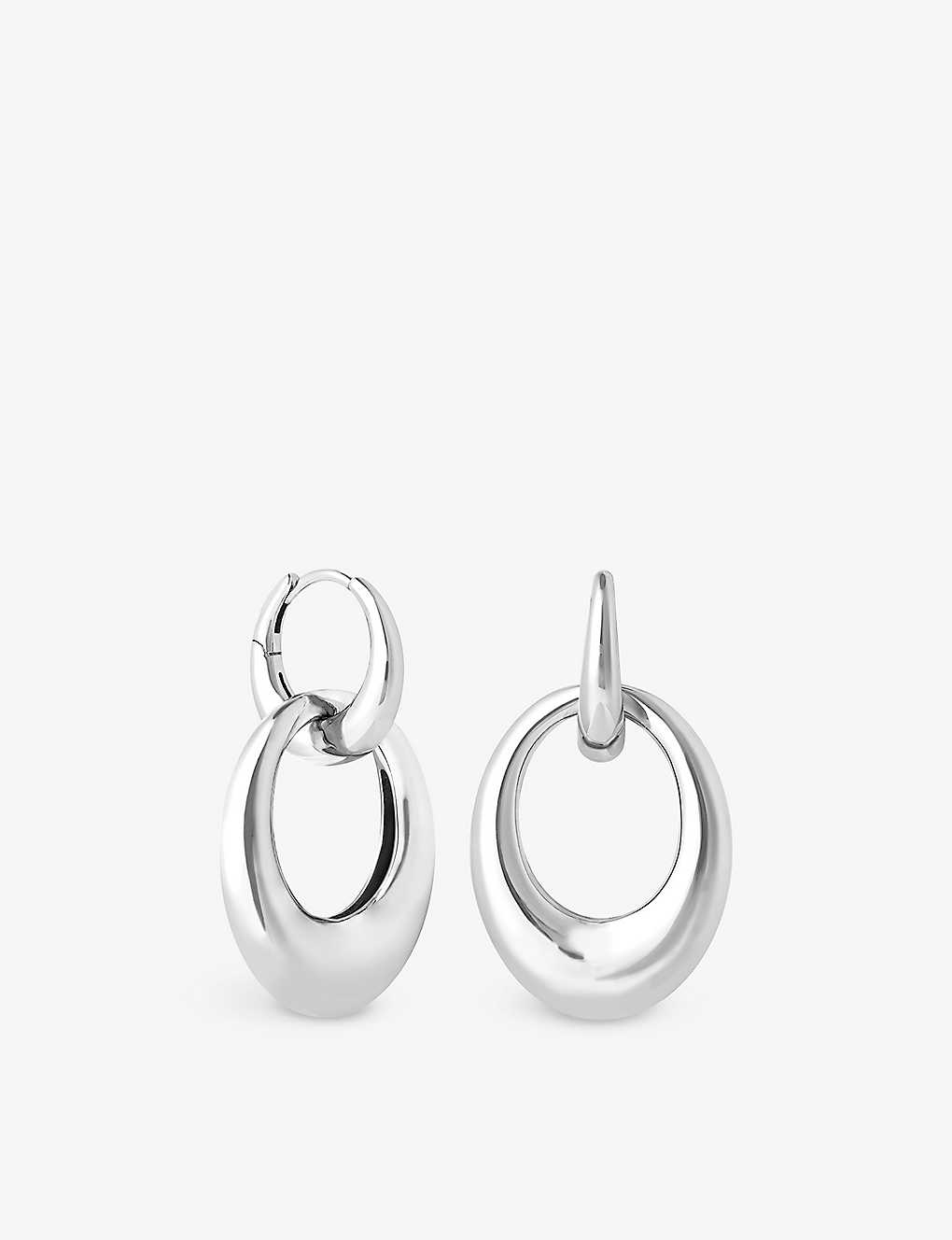 Astrid & Miyu Dome Linked Rhodium-plated Recycled Sterling-silver Hoop Earrings