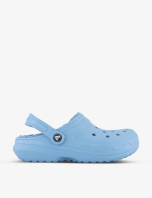 Crocs Womens Blue Calcite Classic Shearling-lined Rubber Clogs