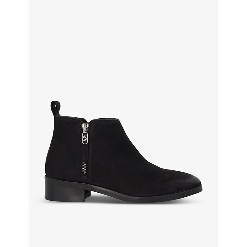 Dune Womens Black-nubuck Progress Cropped Suede Ankle Boots