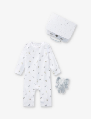 THE LITTLE WHITE COMPANY - Safari organic-cotton suitcase gift set 0-6 ...