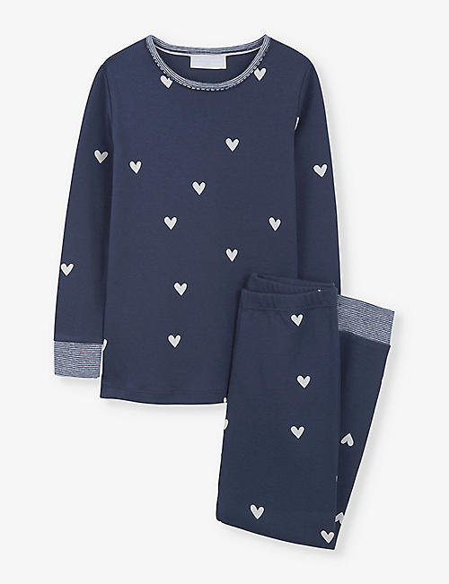 THE LITTLE WHITE COMPANY: Glow-in-the-dark heart-print cotton pyjama set 1-6 years
