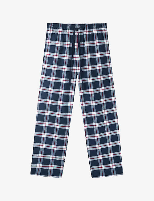 THE WHITE COMPANY: Checked relaxed-fit brushed organic-cotton pyjama bottoms