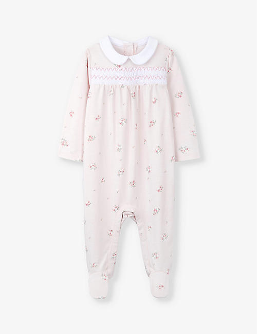 THE LITTLE WHITE COMPANY: Floral-print organic-cotton babygrow 0-24 months