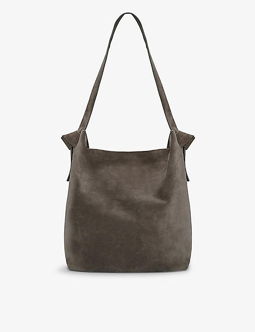 THE WHITE COMPANY: Pembroke knot-embellished suede tote bag