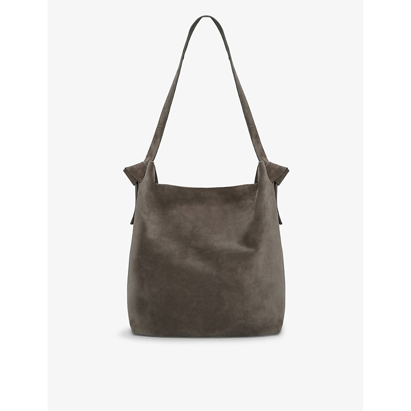 The White Company Pembroke Knot-embellished Suede Tote Bag In Putty