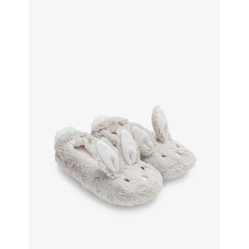 The Little White Company Bonnie Bunny Velour Slippers 1-12 Years In Natural