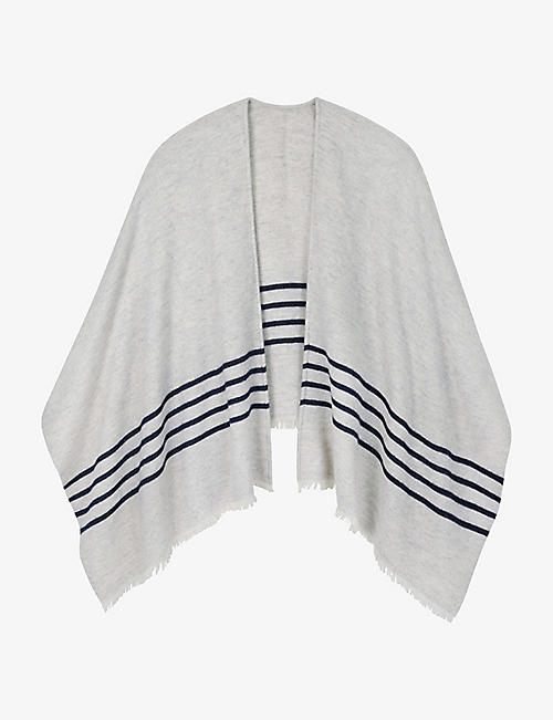THE WHITE COMPANY: Fringe-embellished striped woven poncho