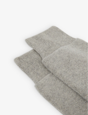 Shop Reiss Men's Grey Melange Alers Ribbed-trim Cotton-blend Socks