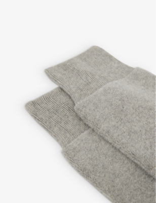 Reiss Grey Melange Cotton Blend Terry Towelling Socks In Grey Melange
