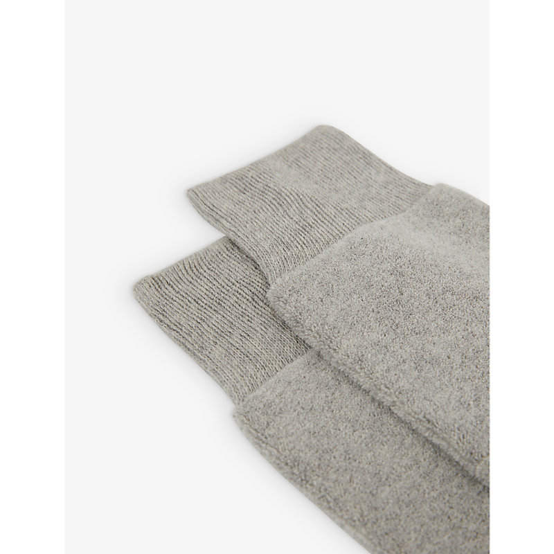 Shop Reiss Men's Grey Melange Alers Ribbed-trim Cotton-blend Socks