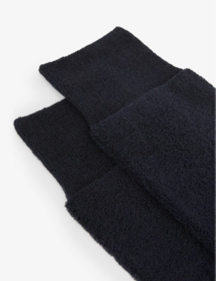 Shop Reiss Men's Navy Alers Ribbed-trim Cotton-blend Socks