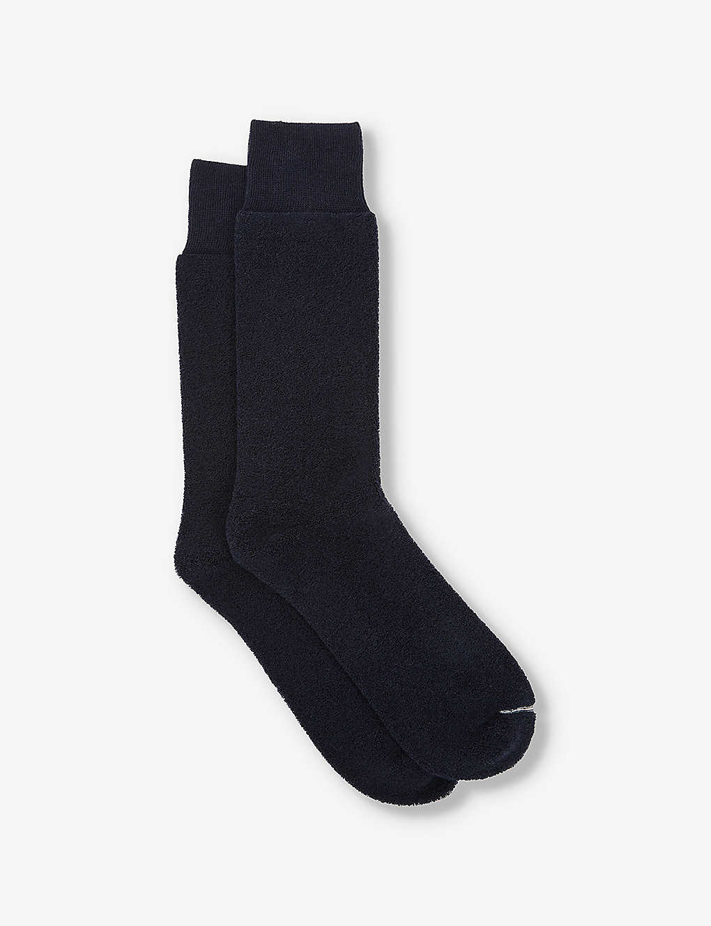 Reiss Mens Navy Alers Ribbed-trim Cotton-blend Socks