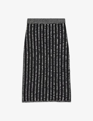 JOSEPH - Striped knitted wool and cashmere-blend midi skirt ...