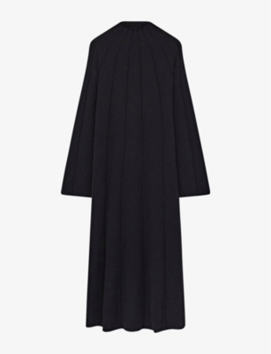 Shop Joseph Women's Black Ribbed Bell-sleeve Stretch Wool-blend Maxi Dress