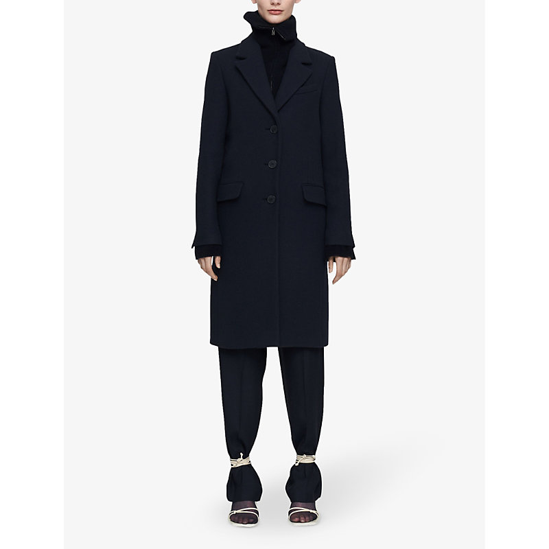 Shop Joseph Women's Navy Coleherne Single-breasted Wool And Cashmere-blend Coat