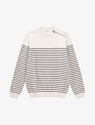 IKKS: Stripe-print regular-fit cotton jumper