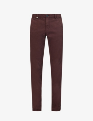 IKKS: Belt-loop brand-plaque straight-leg regular-fit stretch-cotton trousers