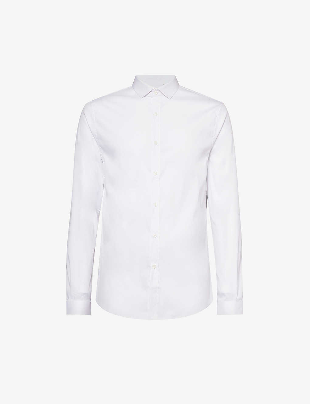 Ikks Mens Blanc Slim-fit Stretch-cotton Blend Shirt In White