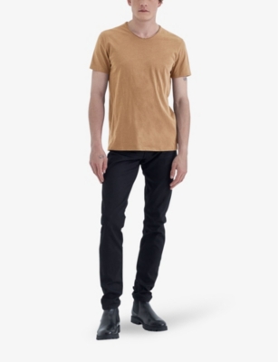 Shop Ikks Men's Cappucino V-neck Short-sleeve Cotton T-shirt In Brown
