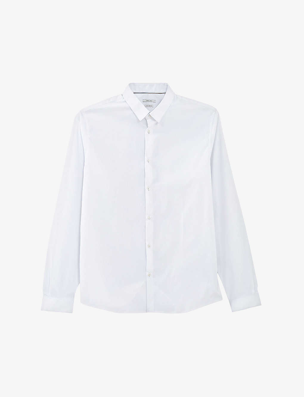 Ikks Mens Blanc Slim-fit Long-sleeve Stretch-cotton Shirt In White