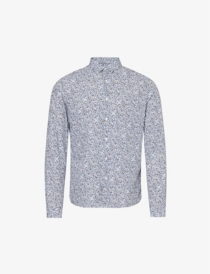 IKKS: Floral-print slim-fit cotton shirt