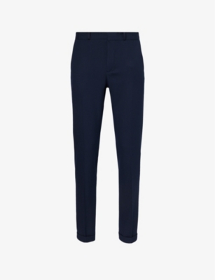 IKKS: Geometric-pattern slim-fit straight-leg stretch-woven blend trousers