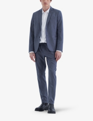 Shop Ikks Men's Indigo Elasticated-waist Straight-leg Woven Trousers