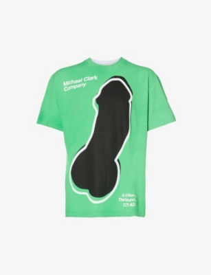 JW ANDERSON JW ANDERSON MEN'S GREEN MICHAEL CLARK X PENIS COTTON-JERSEY T-SHIRT