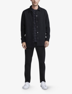 Shop Ikks Men's Noir Elasticated-waist Straight-leg Cotton-jersey Jogging Bottoms In Black