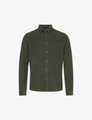 IKKS: Patch-pocket velvet-texture regular-fit cotton shirt